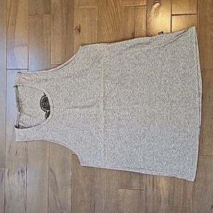 Terez Burnout Tank Top, Grey with Black Mudra Burnout on Back, Small